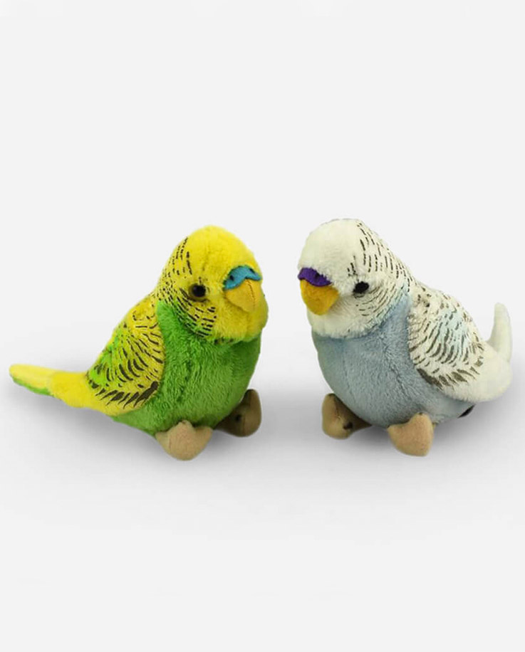 Plush Soft Toy Blue or Green Budgie Budgerigar by Living Nature.14cm.AN394