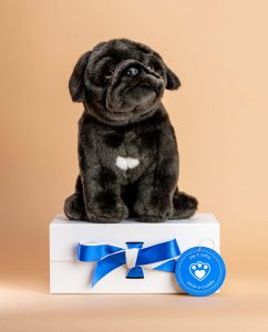 black pug soft toy gift idea