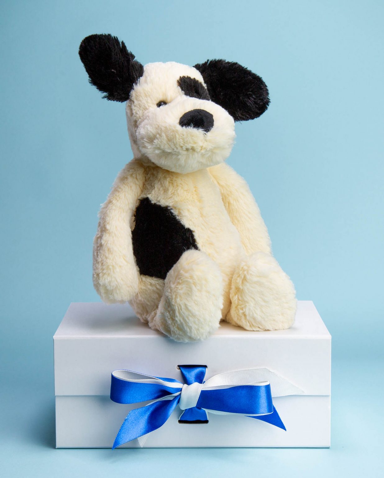 Black and Cream Puppy Soft Toy - Send a Cuddly