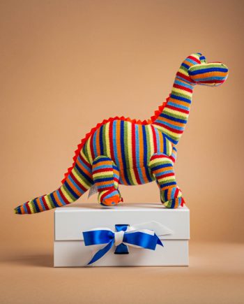 Stripey Knitted Diplodocus Soft Toy Gift - Send a Cuddly