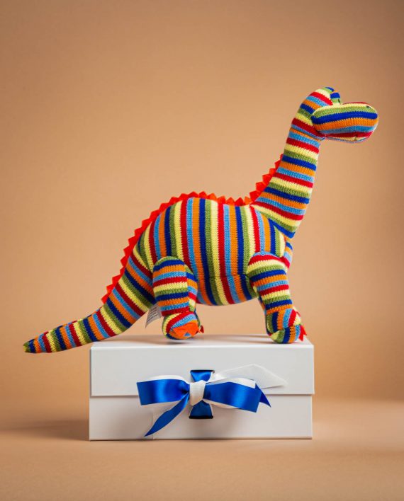 Stripey Knitted Diplodocus Soft Toy Gift - Send a Cuddly
