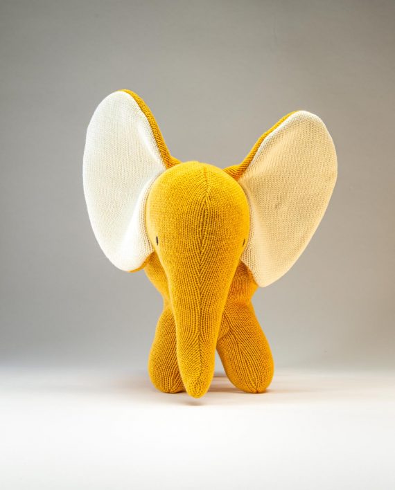 Knitted Yellow Elephant Soft Toy - Send a Cuddly
