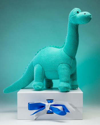 Ice Blue Knitted Diplodocus Soft Toy - Send a Cuddly