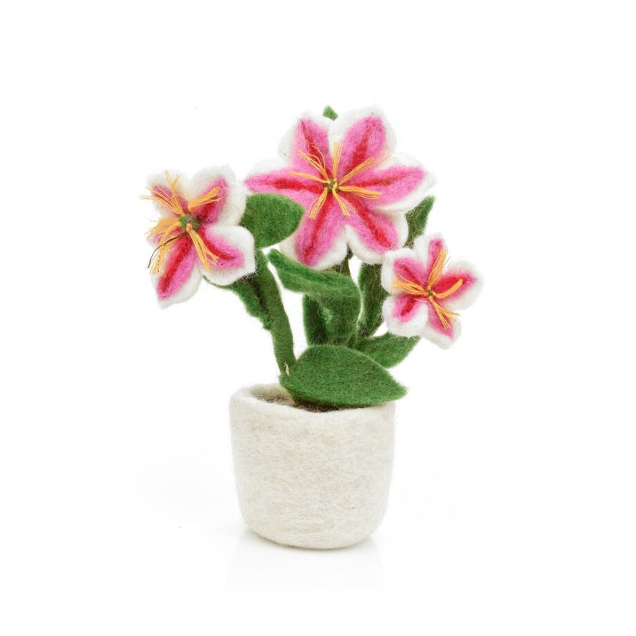 Pink Lily pot cuddly soft toy flowers - send a cuddly