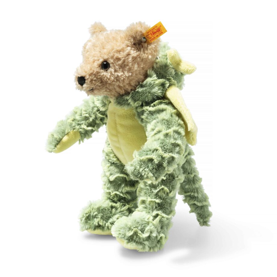 Teddy in green dragon hoodie soft toy Send a Cuddly