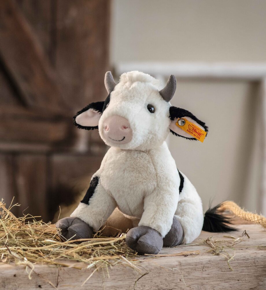 Steiff black & white cuddly cow soft toy -Send a Cuddly