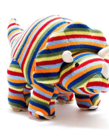 Rainbow Striped Triceratops Soft Toy Dinosaur - Send a Cuddly