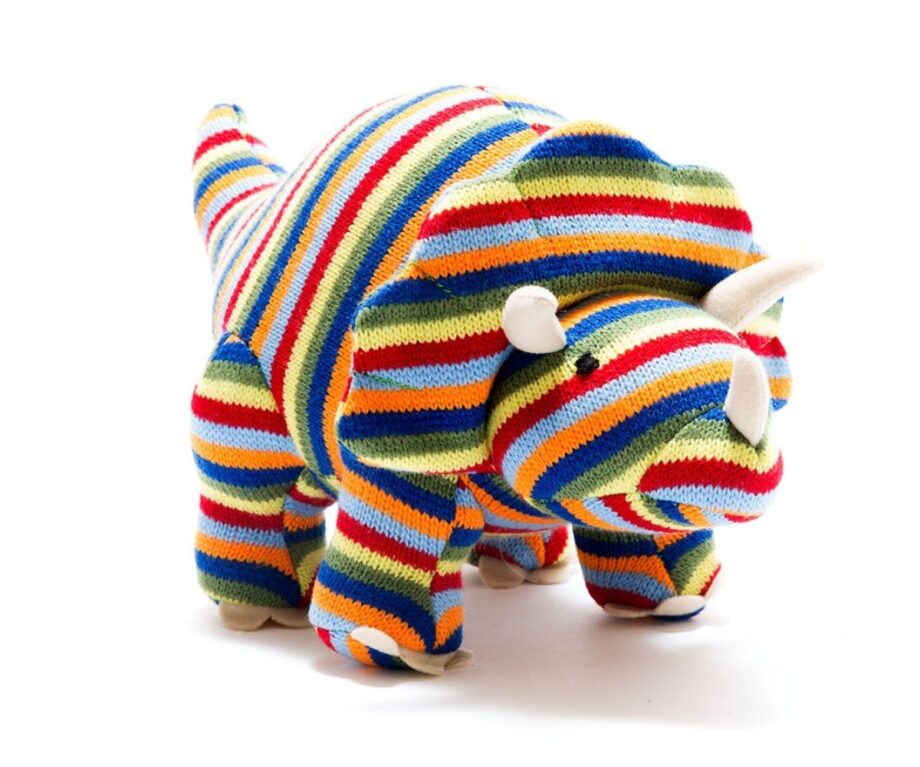 Rainbow Striped Triceratops Soft Toy Dinosaur - Send a Cuddly
