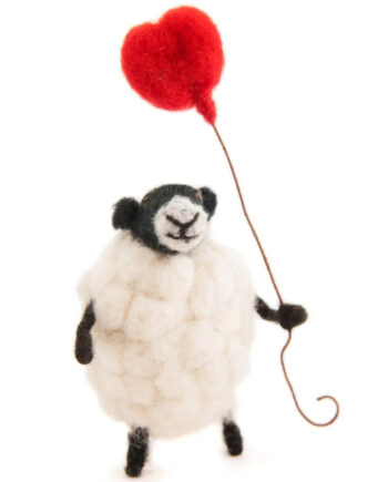 Felt Sheep with Heart Balloon