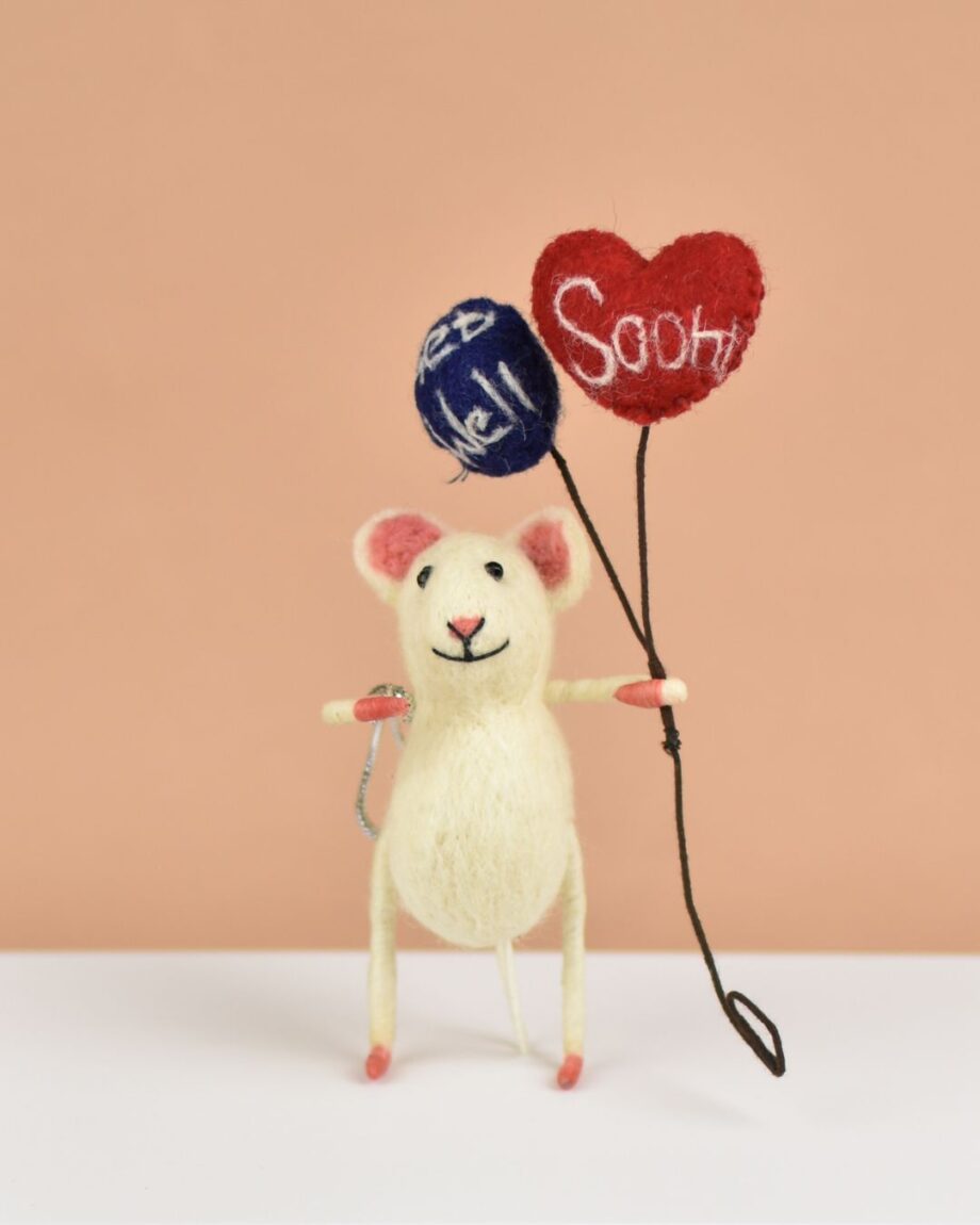 Get Well Soon Mouse with balloons