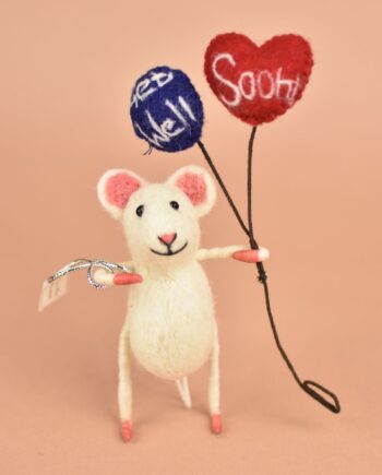 Get well soon mouse with balloon gift send a cuddly