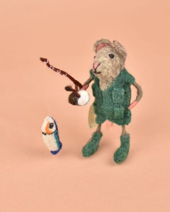 Fisherman's gift a felt fishing mouse send a cuddly