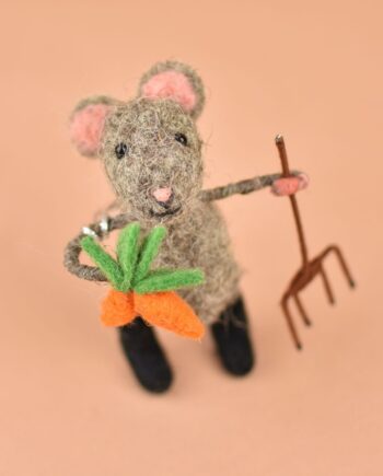 Handmade Felt Gardener Mouse