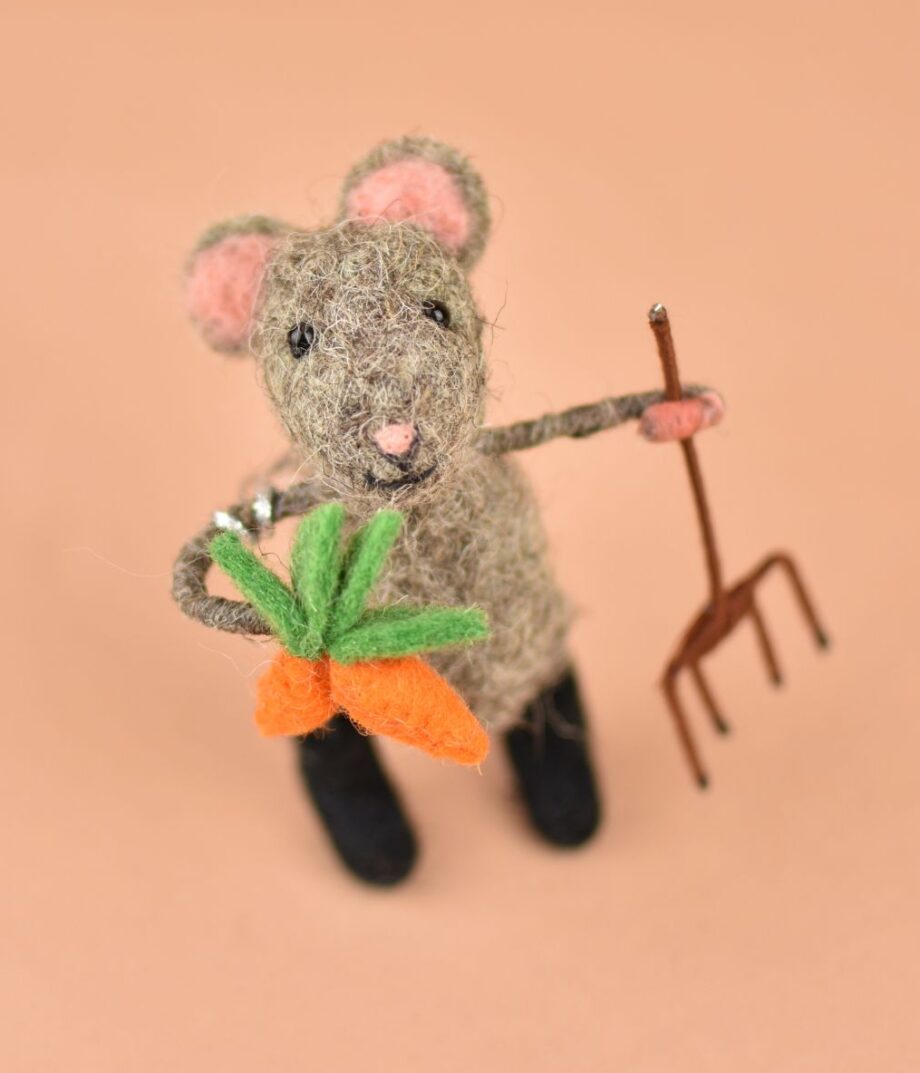Handmade Felt Gardener Mouse
