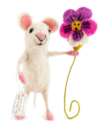 Felt Mouse With Pansy