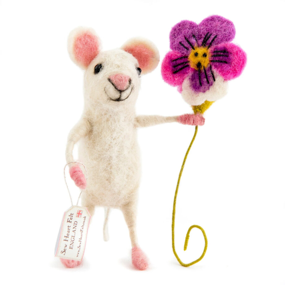 Felt Mouse With Pansy